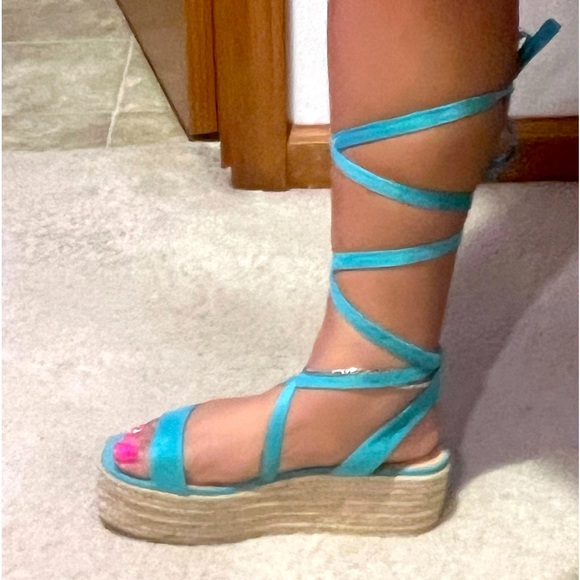 BNNW Teal Wedge wrap around Sandles - Picture 1 of 2